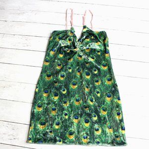 Karla Kay Steen Vintage Womens Velour Chemise Mini Dress Size XS Peacock